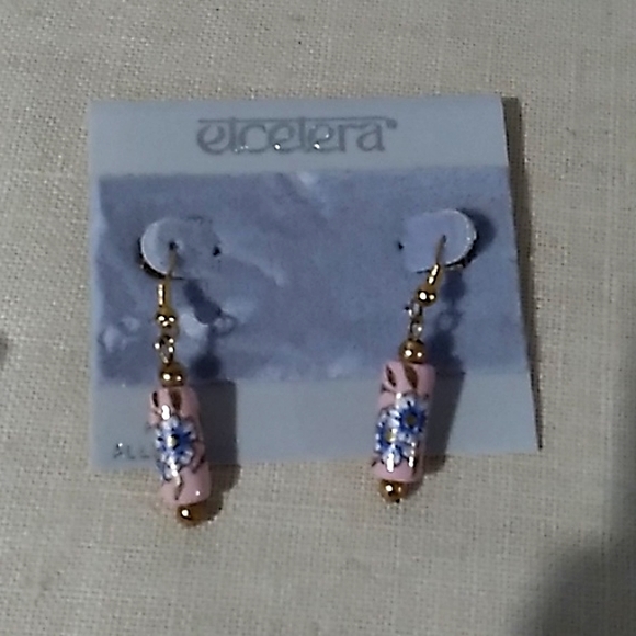 VINTAGE Earrings / Elcelera Pierced Earrings Ceramic Bead / NEW on Original Card - Picture 12 of 13